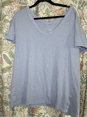 aerie Light Blue V-Neck Short Sleeve Tee